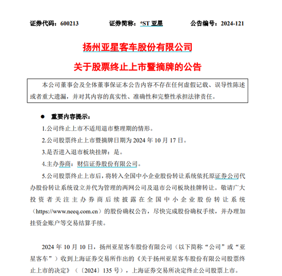 主动退市！10月17日摘牌 第1张