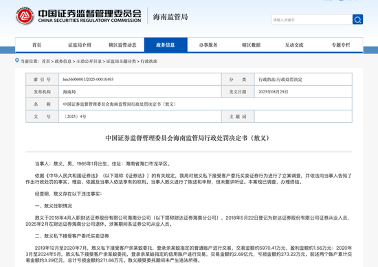 财达证券分公司老总代客炒股，巨亏超270万！退休后，仍被罚 第1张